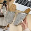 Fashion Sandals for Women's 2025 Summer New Luxury Brand Slippers Lightweight Round Head Shoes Water Diamond Flat Slides Women Sandals