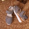 Fashion Summer Women Linen Plain 6cm Wedge Sandals Handmade Ladies Casual Comfortable Womens Shoes 36-43