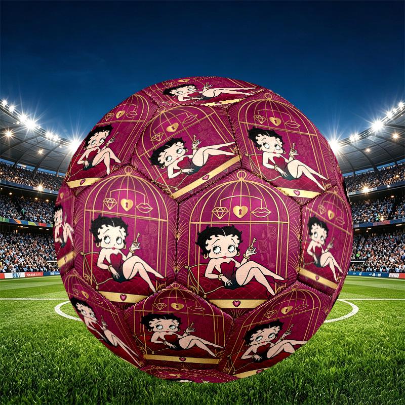 Betty Boop Print Size 5 Soccer Ball, PU Wear Resistant Football for Match Training and Daily Practice, Birthday Gift for Soccer Fans