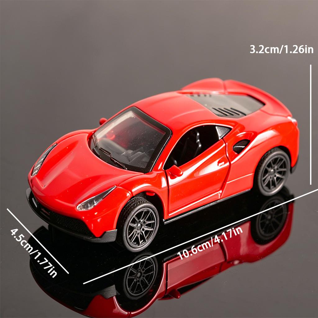 1:32 Красный 488 Gtb Металлическая Спортивная Машина, Модель Купе из Сплава, Игрушка-Коллекционка с Заводным Механизмом и Открывающимися Дверями, Подарок на День Рождения для Детей, Спортивный