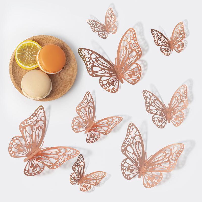 12pcs 3D Hollow Butterflies Wall Stickers On The Wall for Wedding Decoration Children Room Decor Living Room Kids Bedroom DIY