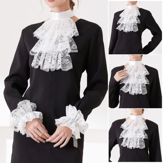 Шейный платок с кружевной вышивкой в стиле ретро, многослойный дизайн, дворцовый воротник