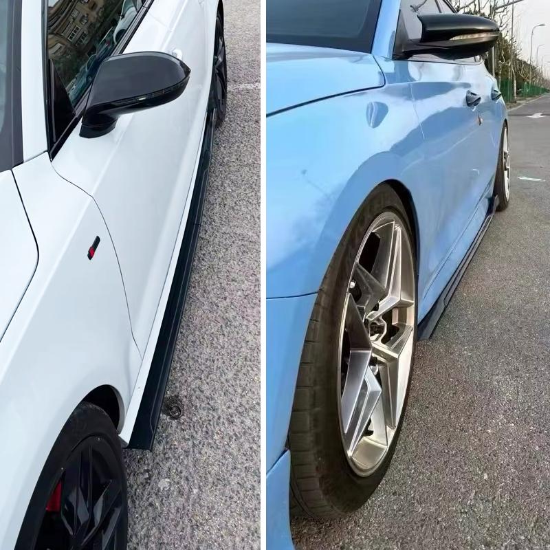 For Honda Civic 2015+ Hatchback Sedan Type-R Side Skirt Extension Line Rocker Panels Guard Body Kit ABS Gloss Black