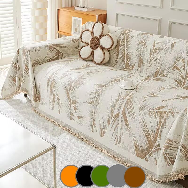 Chenille Floral Sofa Towel with Tassels Four Seasons Universal Anti-slip Camping Picnic Blanket Relax Beach Mat Couch Cover