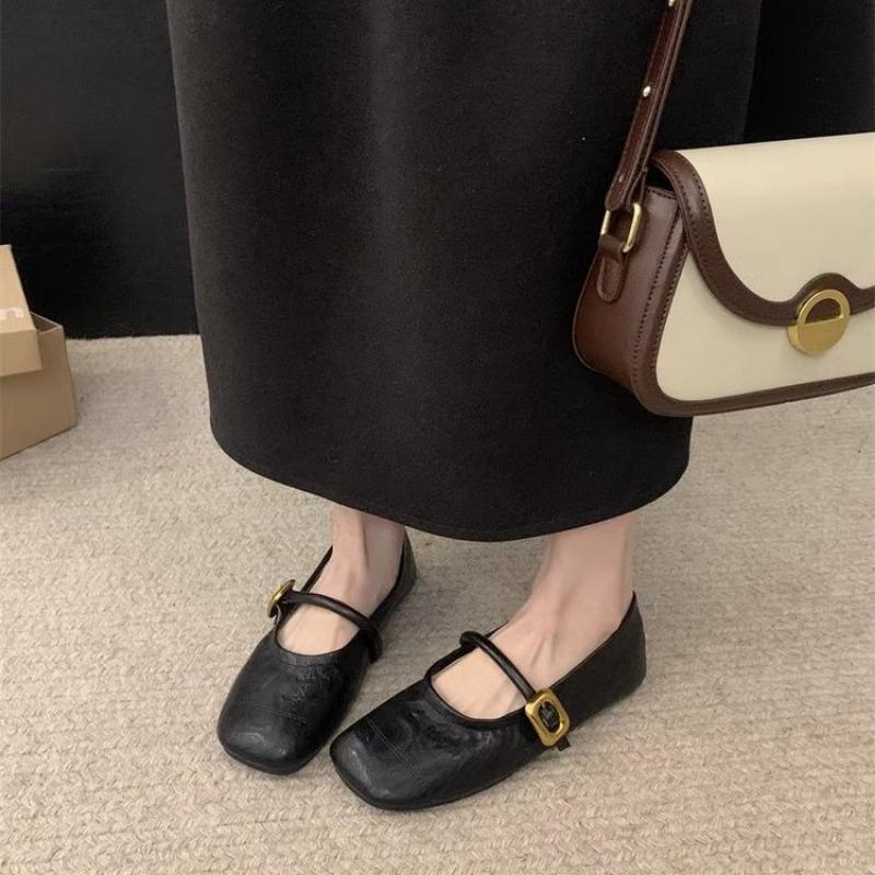 Черные туфли Мэри Джейн с квадратным носком, плоской подошвой, женские, новые, осенне-зимние
