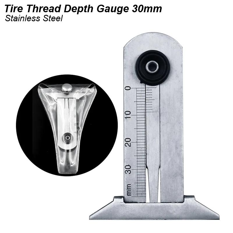 Tire Depth Meter Gauge Tyre Thread Caliper Checker Ruler Gage Groove Measure Tool Stainless Steel Auto Car Truck Depthometer