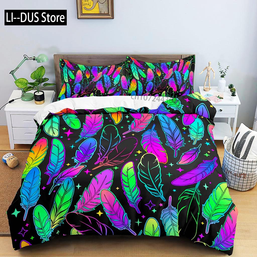 Comforter Neon Color King Rainbow Gradient Pumpkin Bedding Set Microfiber Halloween Theme Twin Comforter