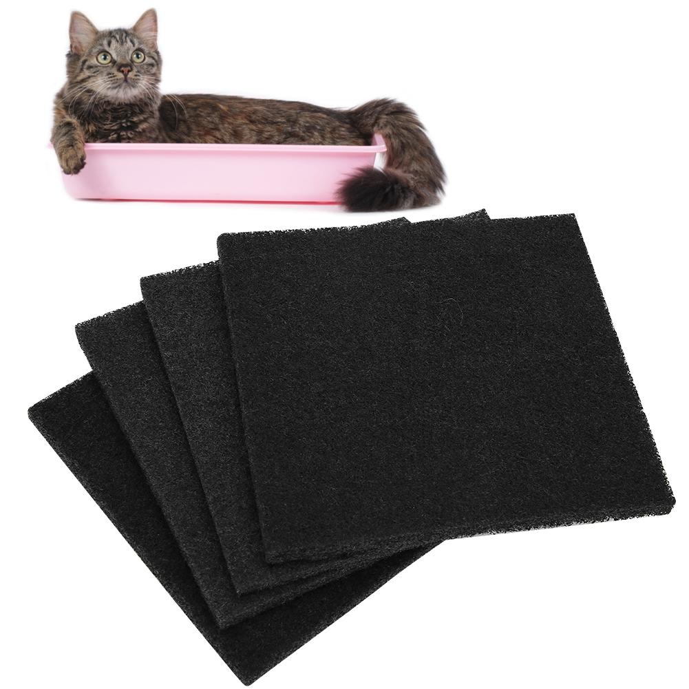 4PCS Pets Cats Litter Box Filter Activated Carbon Fibre Hygroscopic Adsorbed Cleaning Air