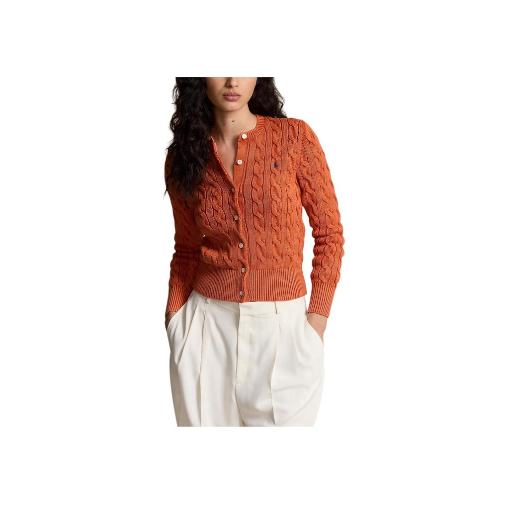 Polo Ralph Lauren Cable Knit Embroidered Cardigan Women Cardigans Orange 211955325-001