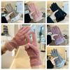 Warm Heart Embroidery Gloves Thicken Winter Plush Gloves Fashion   Cycling