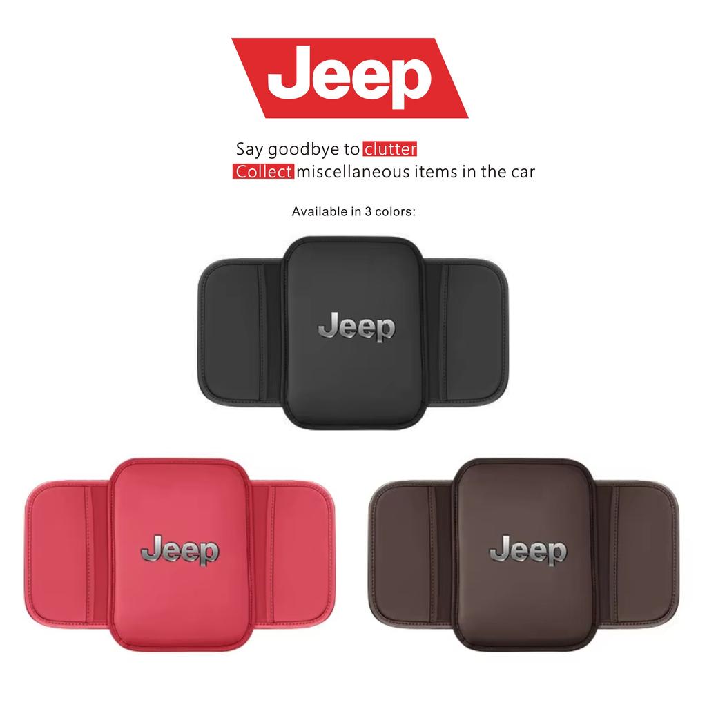 AIN4 PU Car Arm Rest Cushion Storage Pad Armrest Box Protective Cover For Jeep Renegade Compass Grand Cherokee Wrangler Gladiator