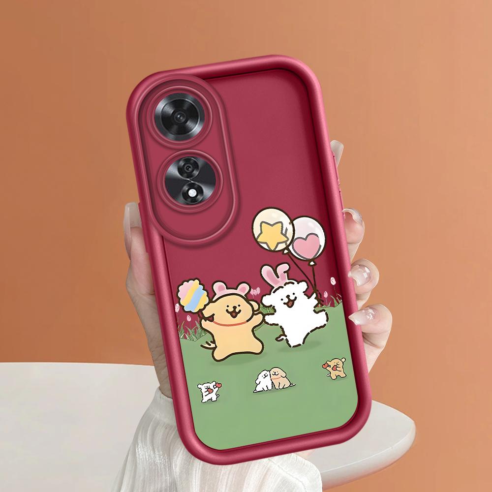 Для Realme 11 11x 12x 12 Pro C21 C30 C33 C35 C65 OPPO A18 A38 A60 A96 Reno 10 11 12 Pro Мягкий силиконовый квадратный чехол для телефона с изображением мультяшных собак и воздушных шаров