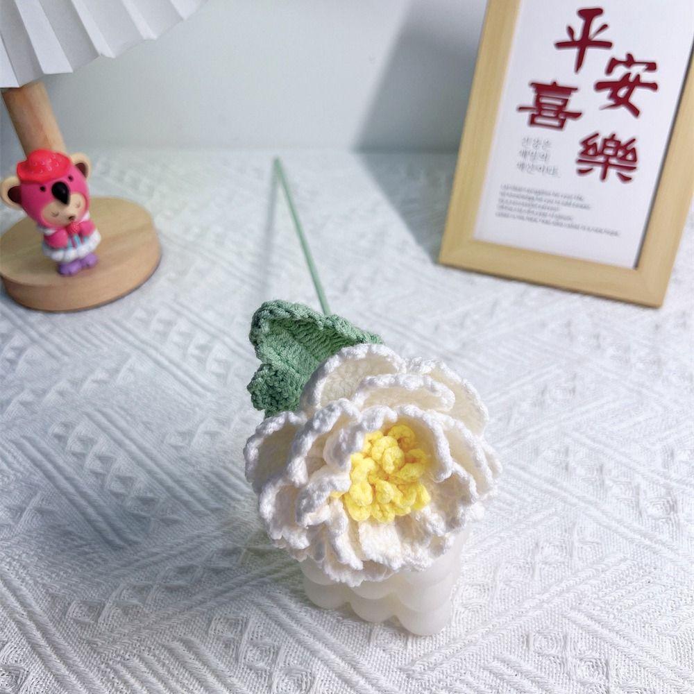 Букет пионов ручной работы, связанный крючком, градиентного цвета, имитация цветка, ручной вязки, вязаный пион, вязаный цветок, шерстяной искусственный цветок