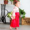 Augelute Hakama Romper and Socks Set, Front Opening, Baby Girl, Size 60, Red