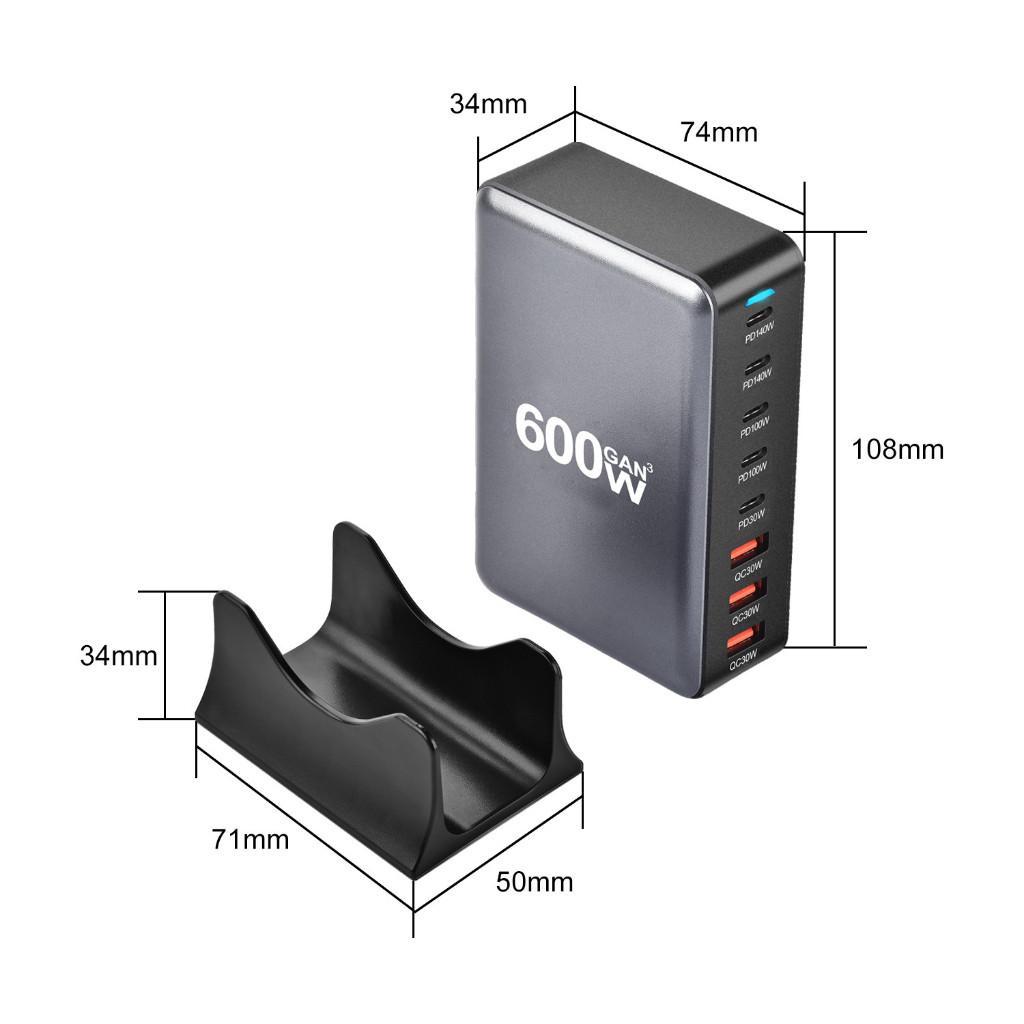 268 Вт/600 Вт Настольное зарядное устройство 8 портов USB 5C+3A Type C PD Зарядное устройство 3.0 USB Type C Быстрая зарядка Мобильное USB зарядное устройство