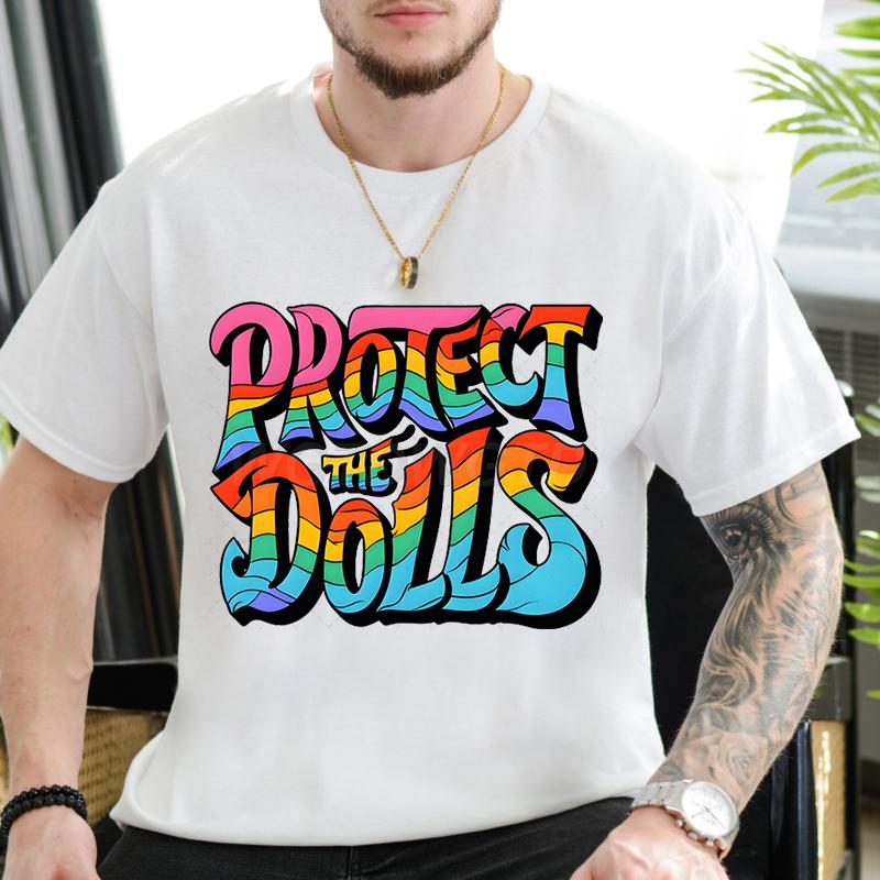 Protect The Dolls Print Tshirts For Unisex Summer Fashion Casual Tee Shirts Short Sleeve Round Collar Unisex Tops Streetwear Tops