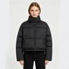 Women's Street Fashion Stand-Up Collar Loose Short Drawstring Pocket Decorative Zipper Down Cotton Jacket