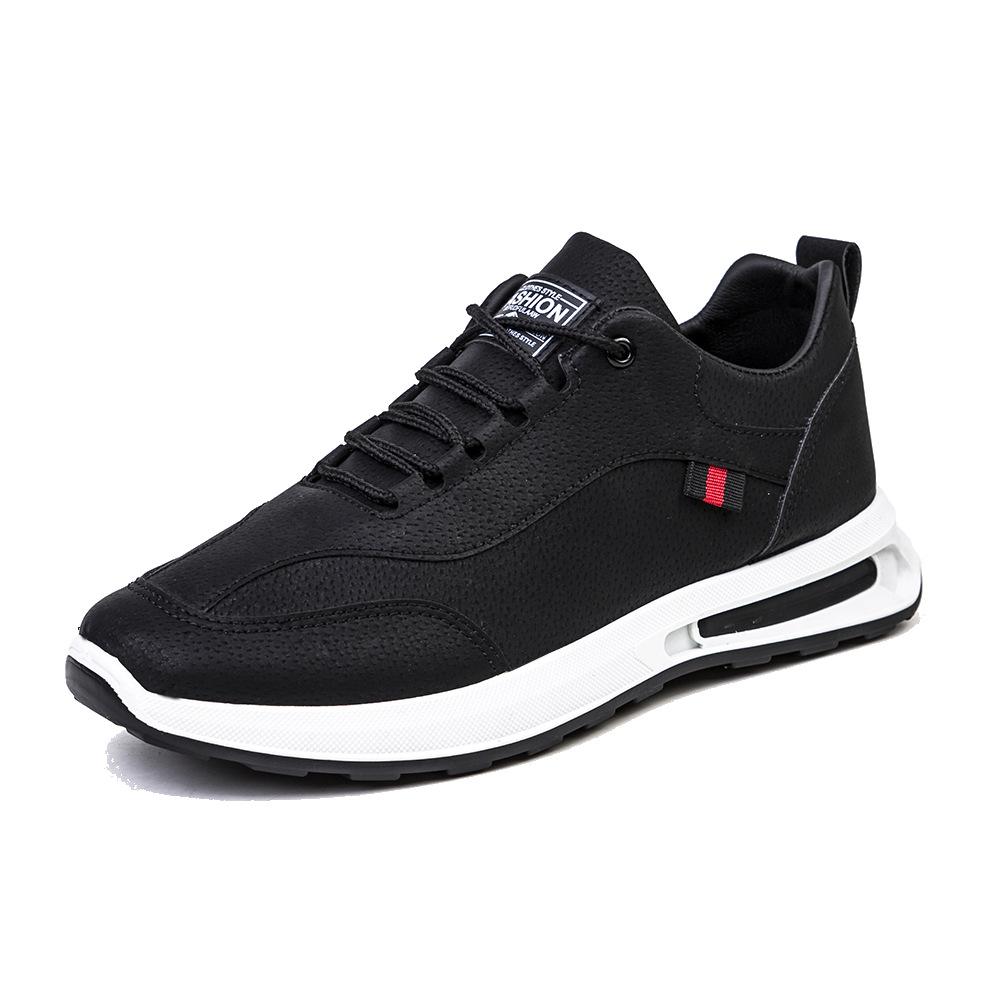 Men's Shoes 2024 Spring New Leather Casual Versatile Running Shoes Round Head Fashion Korean Version Lace-up Sports Shoes