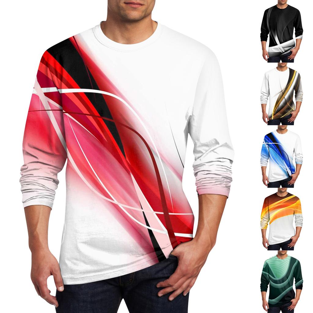 Men's T Shirt O-Neck Clothing Apparel Outdoor Long Sleeve Print Fashion Designer Vintage