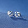 Серьги-гвоздики Love из стерлингового серебра S925 пробы, женские, маленькие, свежие и изысканные, 30-точечные серьги в форме персикового сердца, простые серьги с бриллиантами в форме сердца