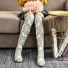 Autumn And Winter Christmas Elk Stockings Knitted Cartoon Stacked Socks Knee High Socks Winter Thickened Wool Ball Knitted Socks Women's Socks