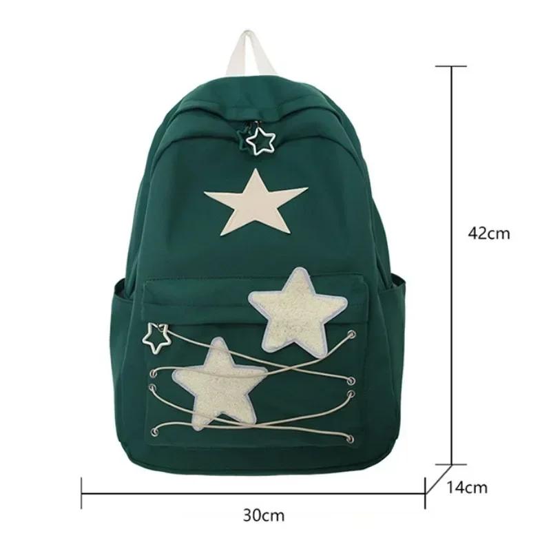 Korean Sweet All Match Star Backpacks Japanese Women Streetwear Y2K Aesthetic Schoolbags High-Capacity Kawaii Backpack Students