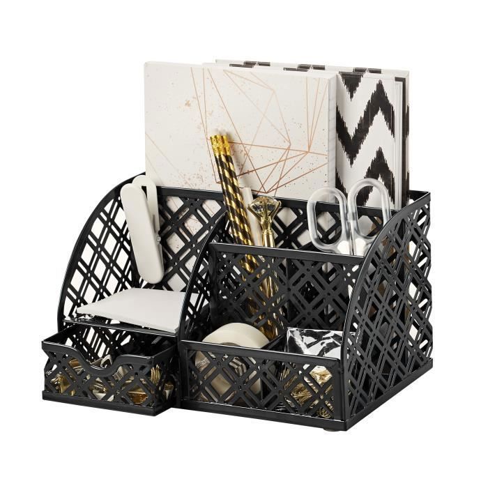 EXERZ Organisateur De Bureau/Papeterie Organizer/Pot À Stylo/Bureau Ranger/Multifonctions Organisateur (Noir)