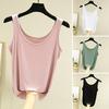 Women Summer Vest O-neck Sleeveless Loose Fit Tank Tops Solid Color Stretchy Sling Tops Modal Fiber