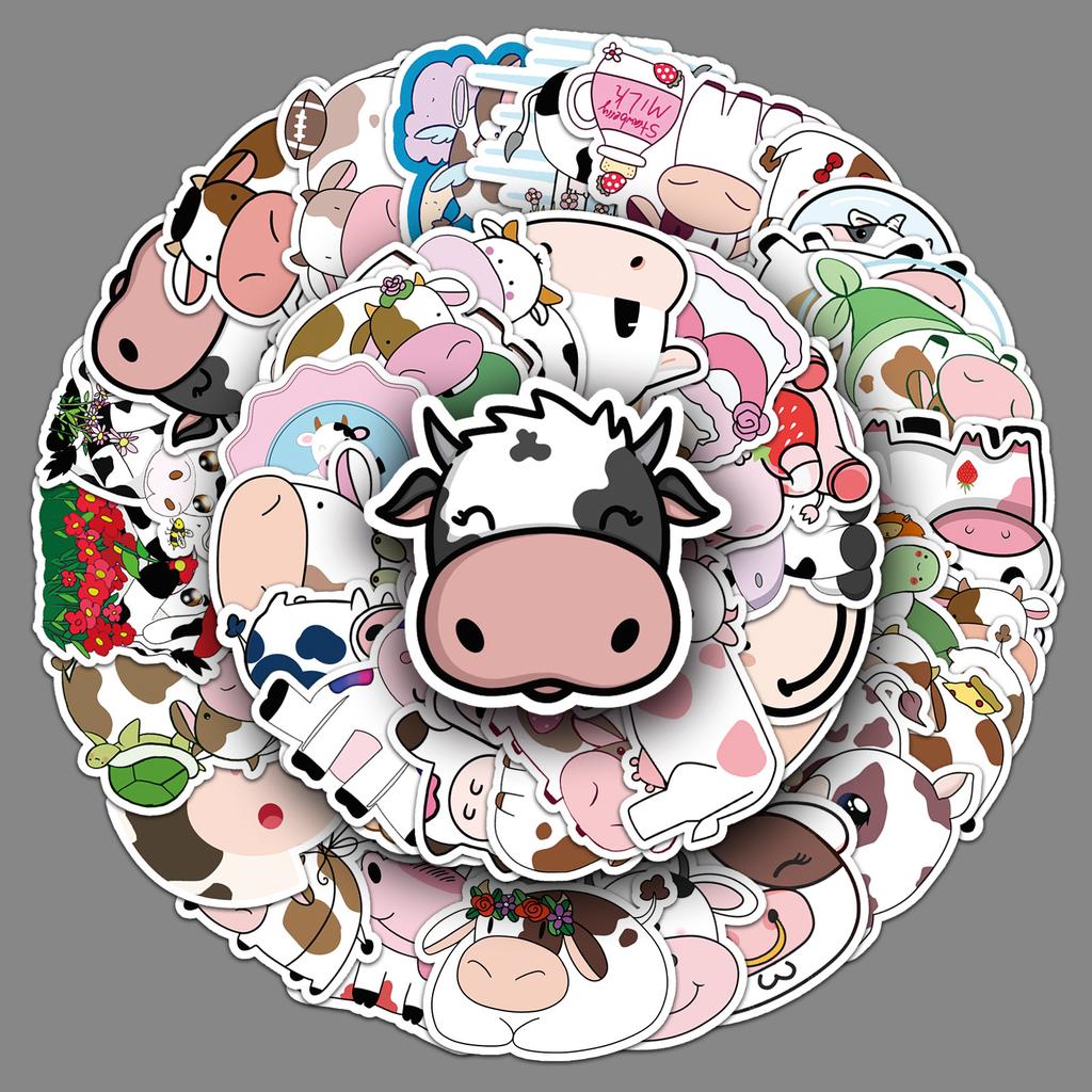 50 Мультяшный Инс Стиль Милый Корова Декоративный Самокат Чемодан Мотоцикл Мотоцикл Мотоцикл Автомобильные Наклейки