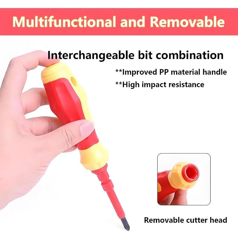 Набор из 3 изолированных отверток 3 в 1 PH1/PH2 Многоцелевая отвертка Электрики Шлицевая Крестовая Набор инструментов с битами