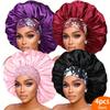 1PCS Satin Hair Bonnet For Women Elastic Wide Band Sleep Cap Silkly Satin Cap For Braid Curly Natural Straight Hair - Bathroom Accessories