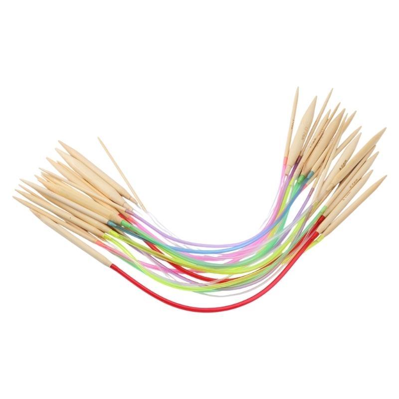 18 шт. 18 размеров 40 см Разноцветные Круговые Бамбуковые Спицы для Вязания 2,0-10 мм