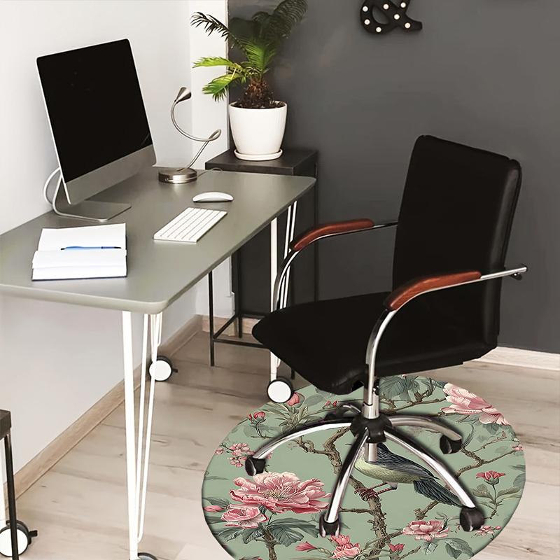 1PC bird flower Non-Slip Floor Round carpet, Office, family, bedroom, Large Area Rug Indoor Rugs, Durable Polyester-Z0429