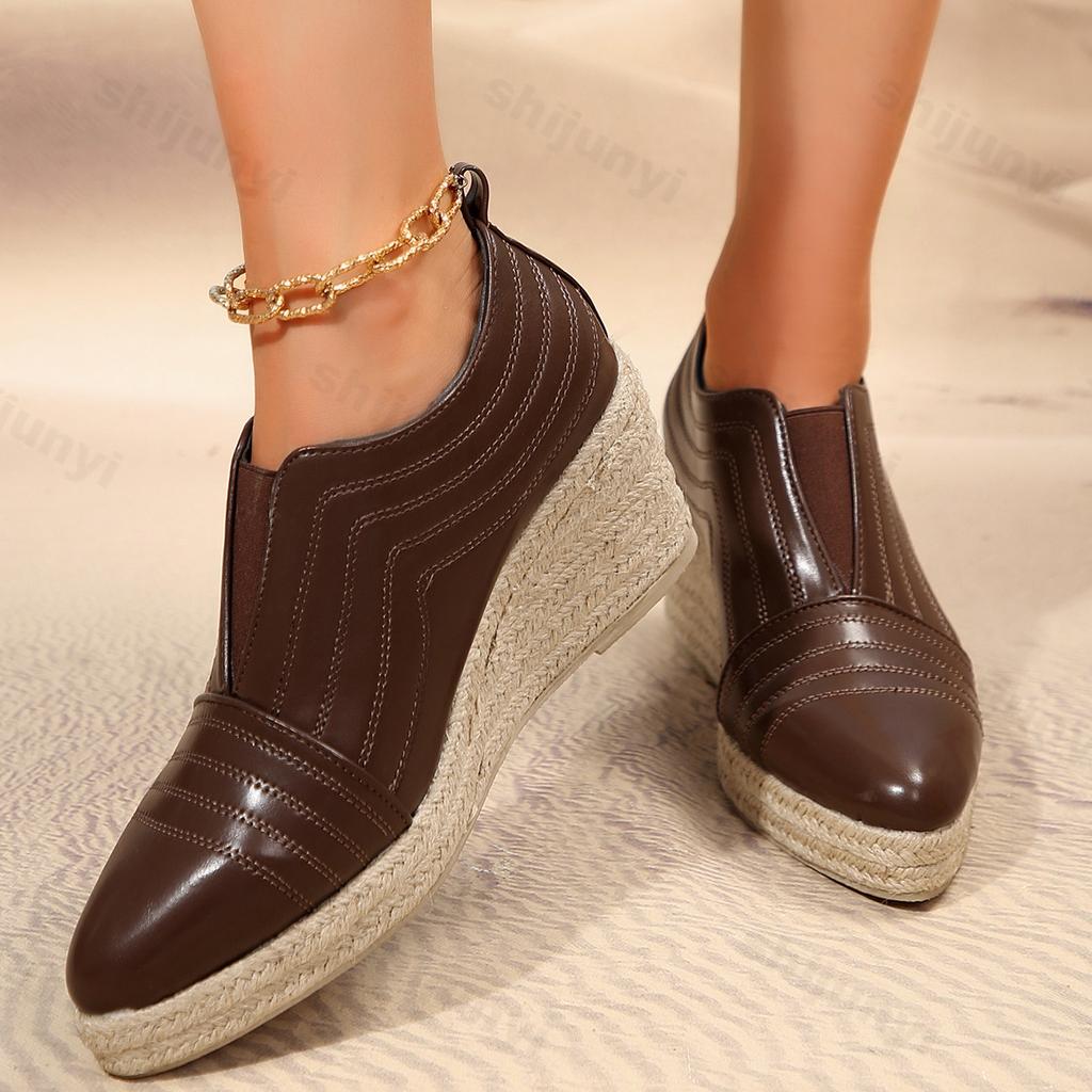 Модные модные ботинки из искусственной кожи, женские туфли на платформе и танкетке 2024 года, осень-зима, высокие каблуки, теплые меховые ботильоны, остроносые офисные туфли-лодочки