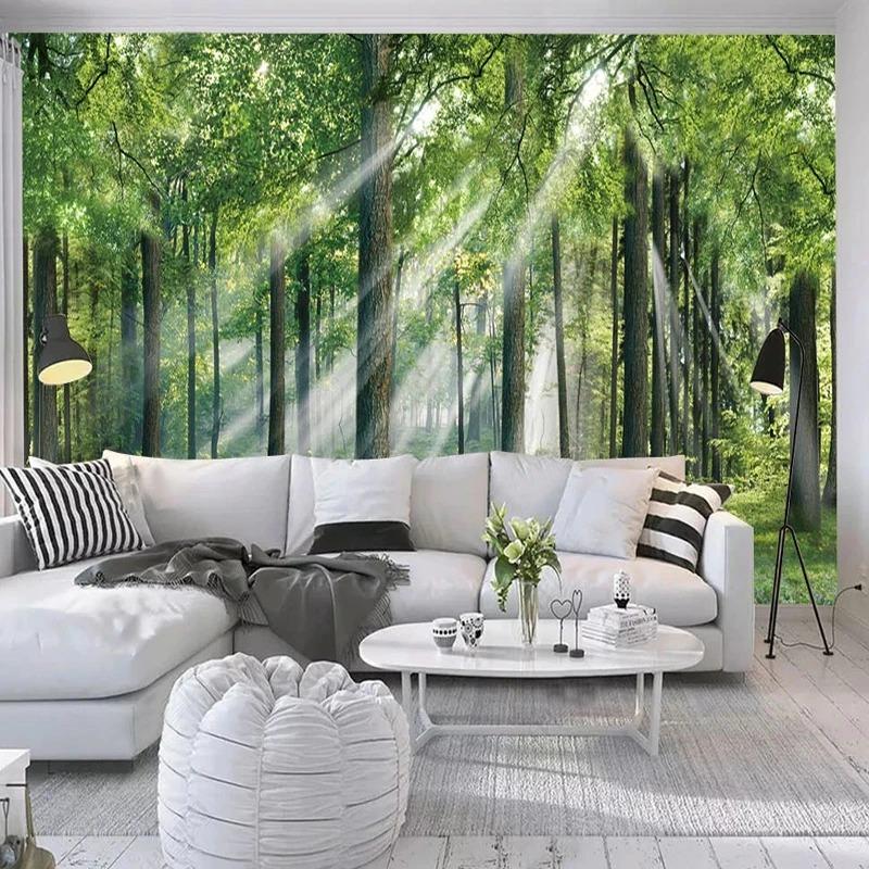 Солнечный зеленый лес 3d настенная роспись гостиная ресторан кафе фон обои домашний декор