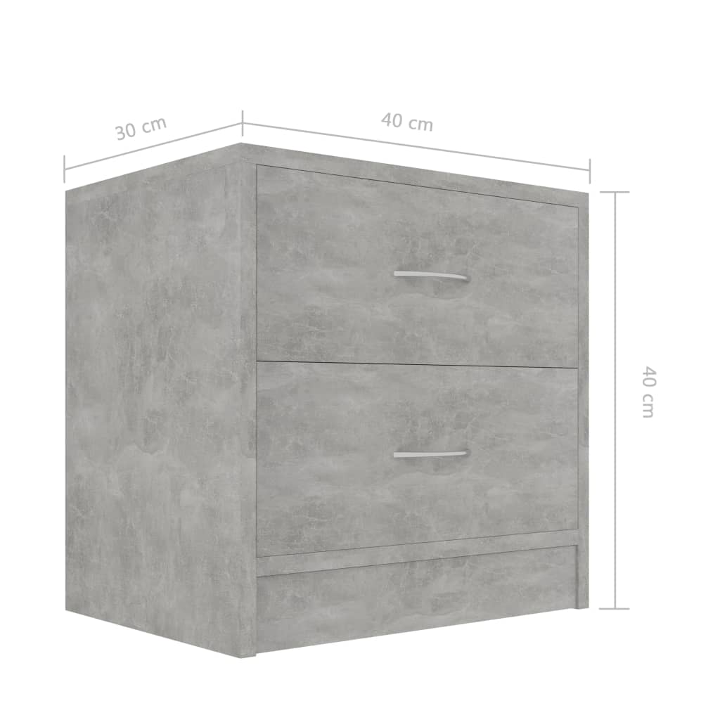 Nightstands 2 pcs Concrete Grey 40 x 30 x 40 cm Particleboard