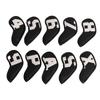 10pcs set PU Waterproof Golf Club Iron Cover Fine Sewing Process Golf Club Head Protect Case(White Character Black
