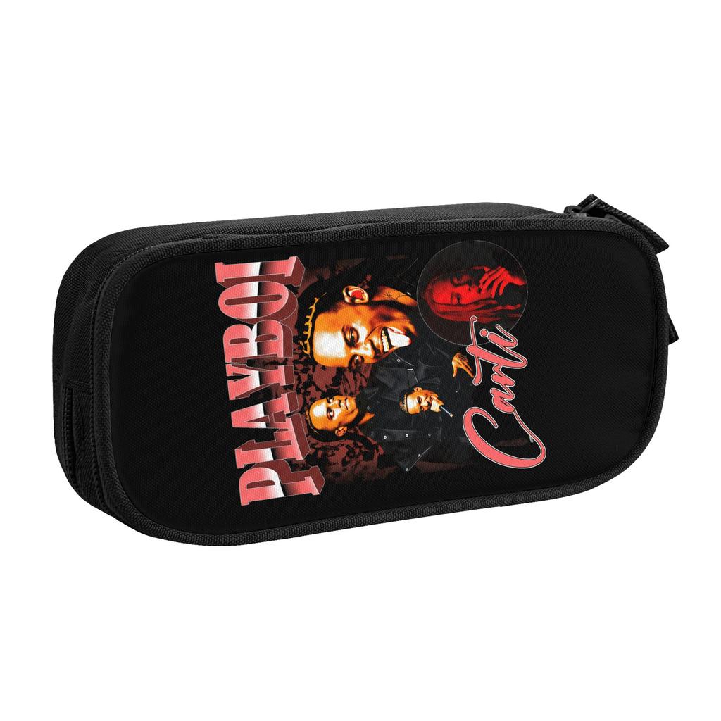 Playboi Carti School Pencil Cases Boys Girls Big Capacity Rapper Singer Hip Hop Pencil Bag Pouch Students Stationery