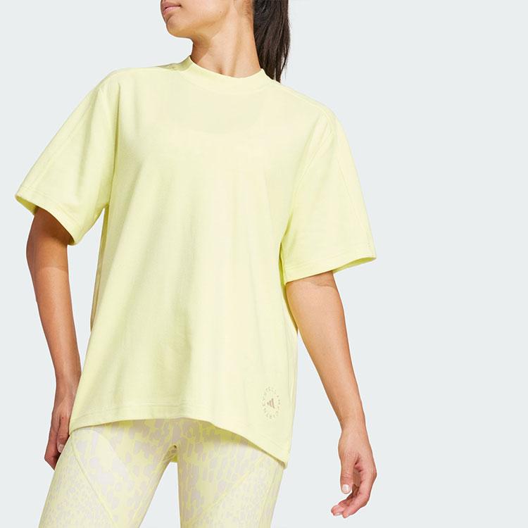 Adidas Logo Tee Solid Color Print Round Neck Short Sleeve T-Shirt Women Tops Pink Yellow IT8288