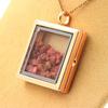 Stones and Minerals. Raw Spinel Necklace. Square Model. Color Rose Gold.
