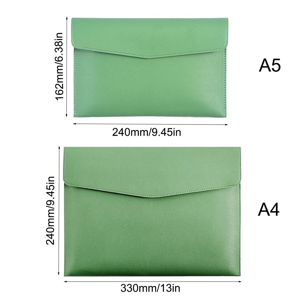 Large Capacity Leather Document Pouch Leather File Bag Stationery Dustproof Leather File Folder