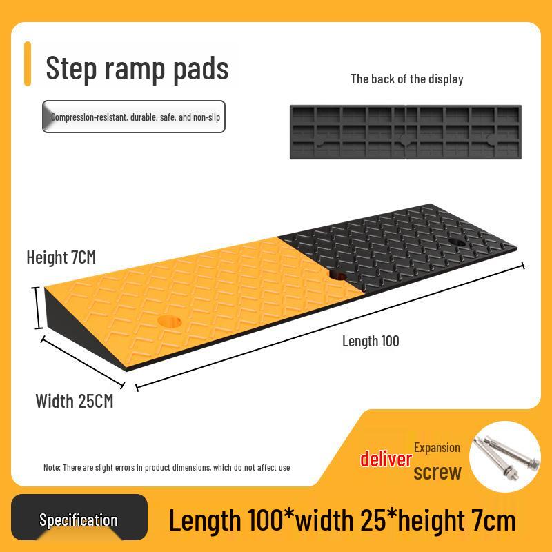 Rubber-Plastic Anti-Slip Speed Bump Curb Ramp Mat for Cars