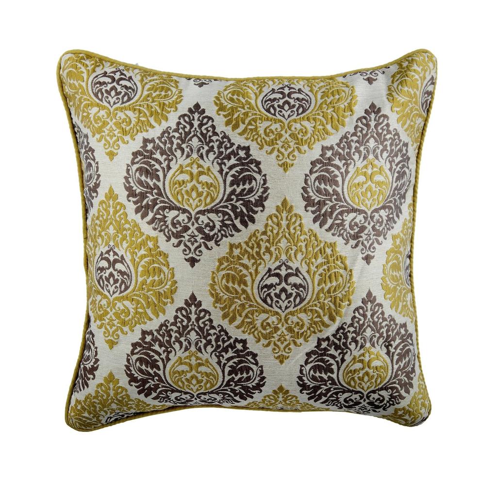 The HomeCentric Throw Pillow Cover Decorative Pillowcase Cushion Covers Gold & Grey Jacquard Damask Sofa Bed Pillows Contemporary Style - Damask Touch