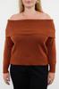 Women's Fashion Stylish Plus Size Sweater Brown Carmen Collar Knitwear Sweater