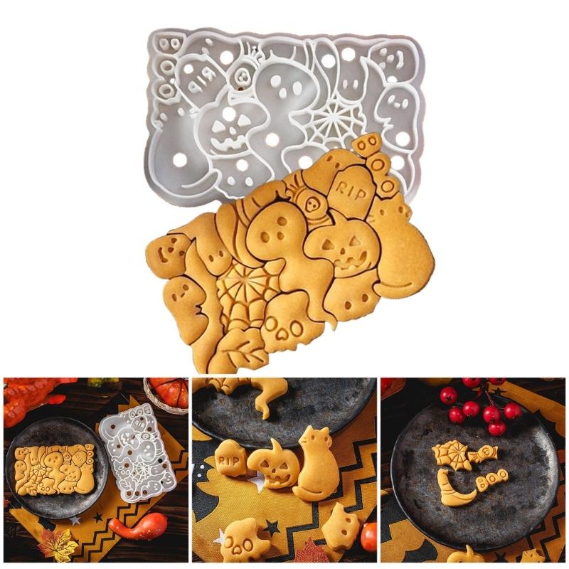 Plastic Cookie Molds Cartoon Halloween Cookie Cutter Biscuit Mold Cookie Decorating Tool Fondants Molds Dishwasher Safe
