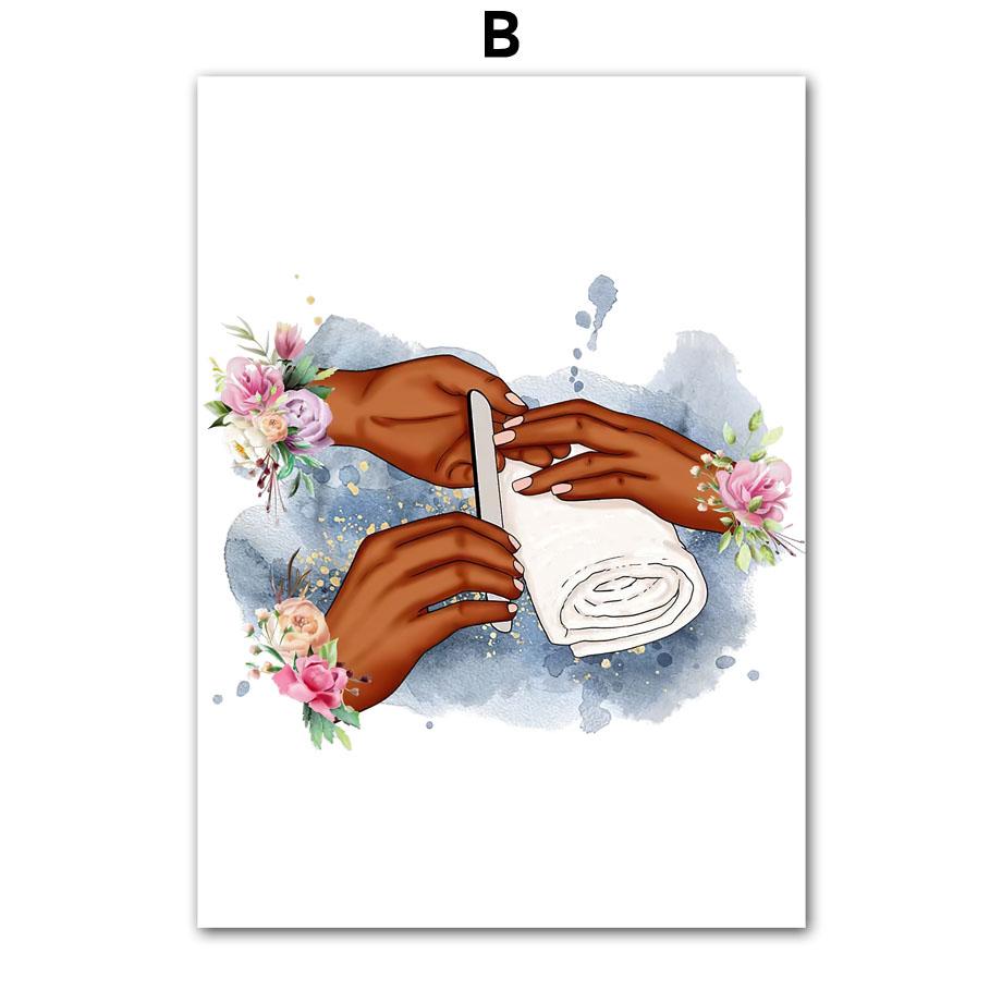 Настенная картина на холсте, цветок, модная девушка, милые руки, лак для ногтей, художественный декор для салона, постер и принт, настенные панно для гостиной