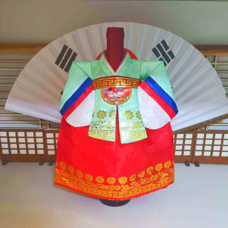 Чехол для корейской винной бутылки Корейский народный традиционный стиль Ткань Ханбок Упаковочный кейс для красного вина Винный шкаф Пылезащитный чехол для вина