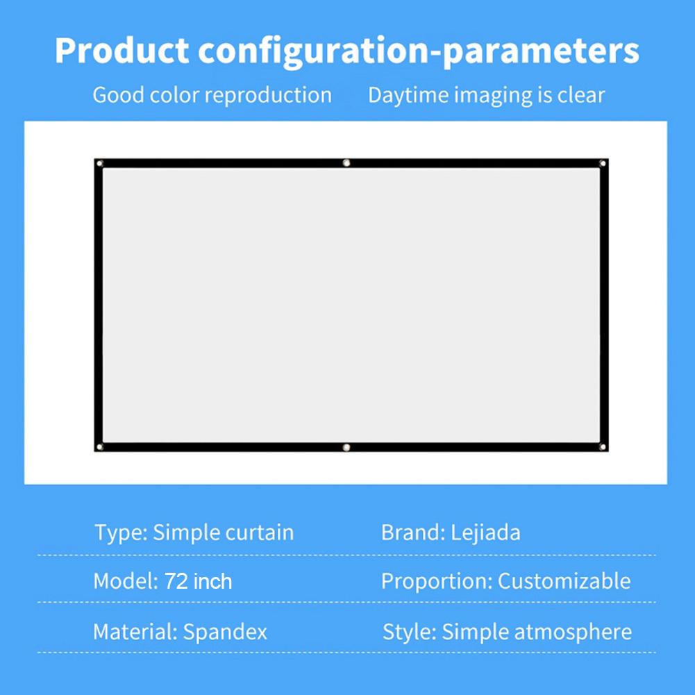 Простой экран для проектора Портативная проекционная штора Ткань Домашний кинотеатр Офис Кино на открытом воздухе 60/72/84/100/120/150 дюймов HD-дисплей