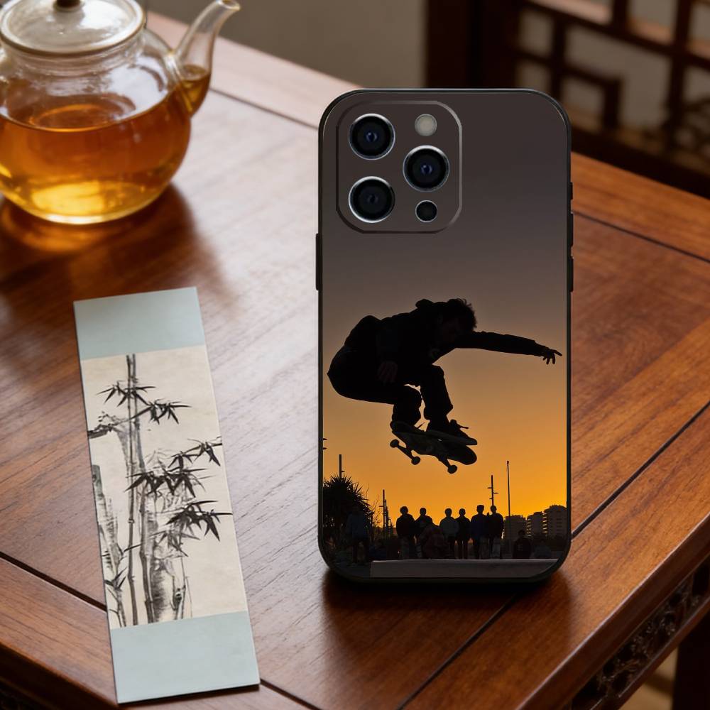 Cool Skateboard Phone Case For iPhone 17, 16,15,14,13,12,11 Plus,Pro Max, Others Soft Black Cover
