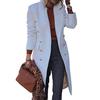 Knee-length Woolen Coat Lapel Long Sleeve Double Breasted Pockets Solid Color Outwear Streetwear